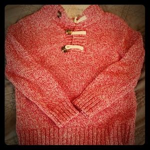 EUC red sweater with fleece neckline